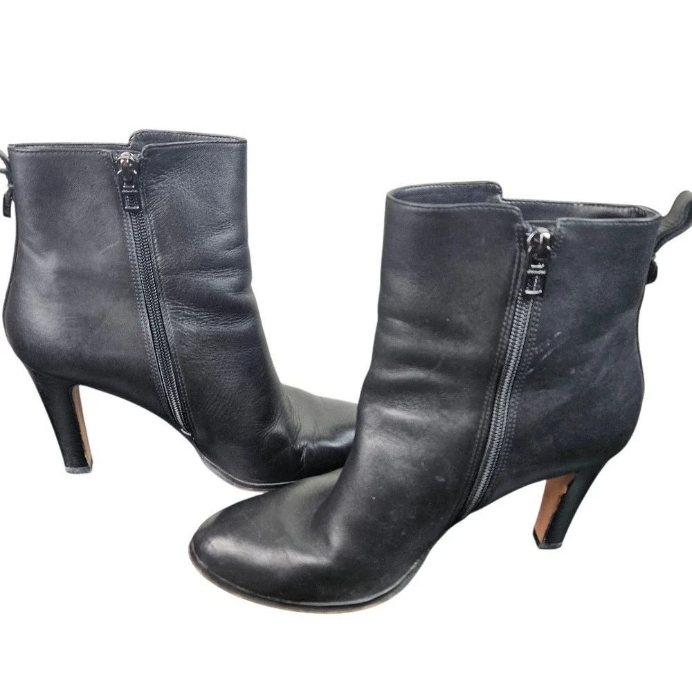Coach Jemma Black Leather Heeled‎ Ankle Boots Size 9B